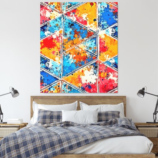 Lebhafte geometrische Splash Art Leinwanddruck (Insitu (Schlafzimmer))