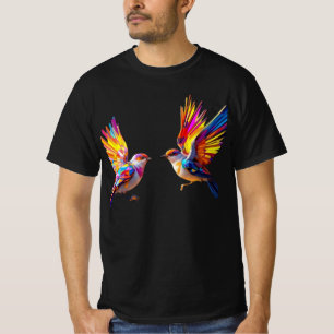 Lebhafte geometrische Vögel im Flug T-Shirt