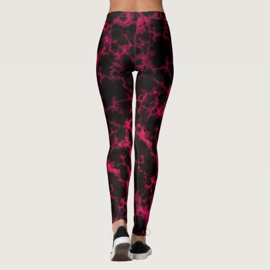 Lebhafte Gepunktete Rosa- und Schwarze Flammen Leggings (Rückseite)