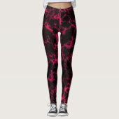 Lebhafte Gepunktete Rosa- und Schwarze Flammen Leggings (Vorderseite)