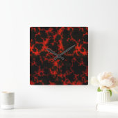 Lebhafte Gepunktete Rot- und Schwarz-Flammen-Ziffe Quadratische Wanduhr (Zuhause)