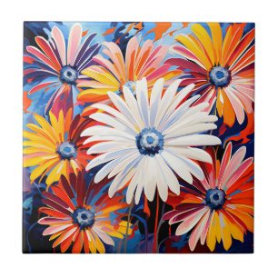 Lebhafte Gerbera Daisies in fett Abstrakt Fliese