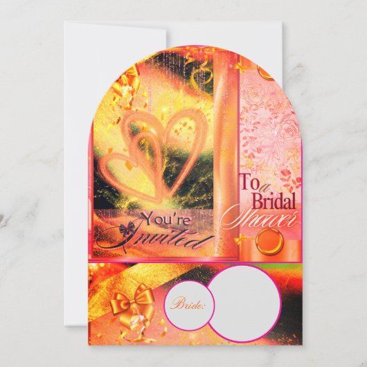 Lebhafte Gold Bridal Dusche Einladung (Vorderseite)