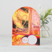 Lebhafte Gold Bridal Dusche Einladung (Stehend Vorderseite)