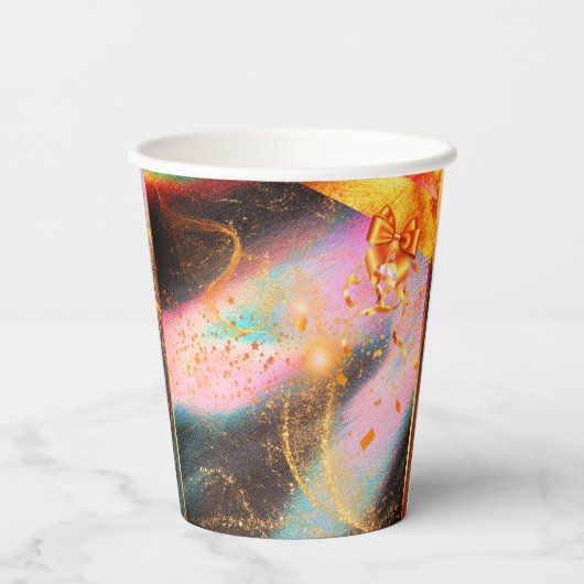 Lebhafte Gold Party Cups Pappbecher (Rückseite)