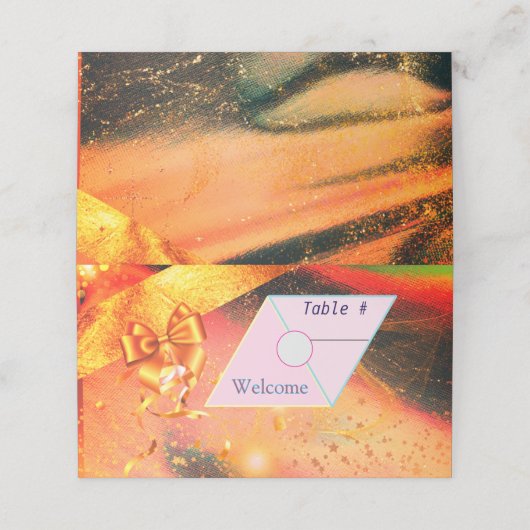 Lebhafte Gold Table-Platzkarten Platzkarte (Außenseite Aufgefaltet)