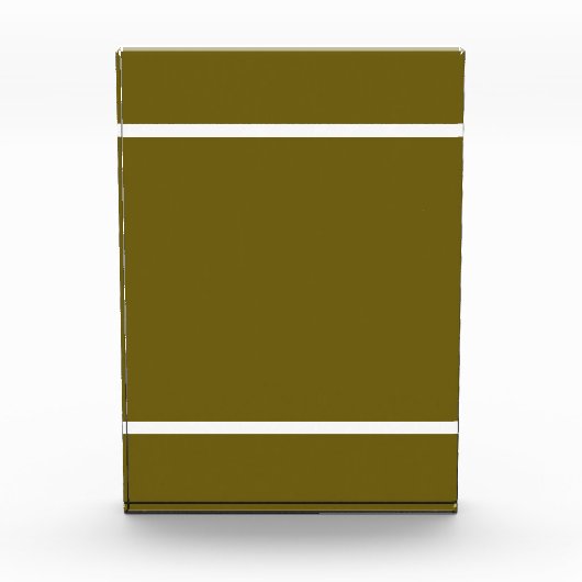 Lebhafte goldene Olive Sleek Weißer Akzent Streife Fotoblock (Vorderseite)