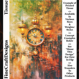 Lebhafte goldene Uhr und lange Laternen CS4-Decoup Seidenpapier