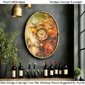 Lebhafte goldene Uhr und lange Laternen CS4-Decoup Seidenpapier