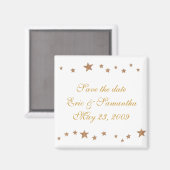 Lebhafte Goldstars, Save the Date Hochzeitsmagnete Magnet (Vorderseite/Rückseite)