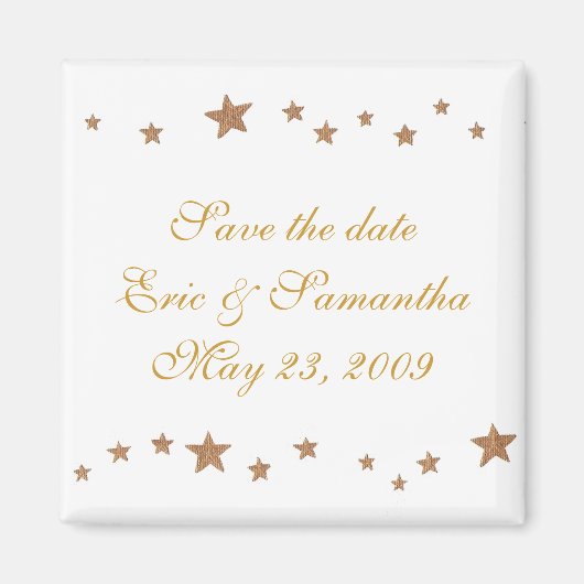 Lebhafte Goldstars, Save the Date Hochzeitsmagnete Magnet (Vorne)