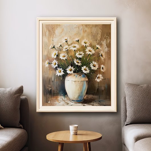 Lebhafte Gouache Daisy Meadow Art Print Poster