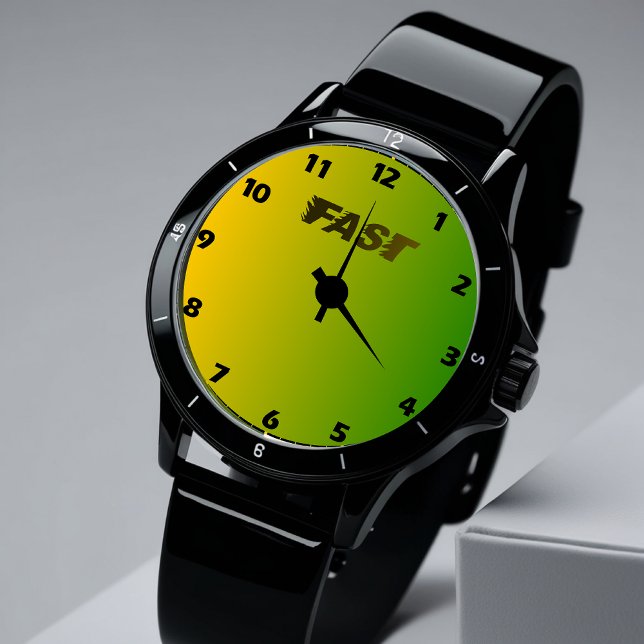 Lebhafte Gradient Green & Yellow Moderne Armbanduh Armbanduhr (Von Creator hochgeladen)