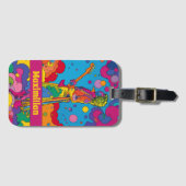 Lebhafte Groovy Psychedelic Rock Gitarrist Art Gepäckanhänger (Vorderseite (Horizontal))