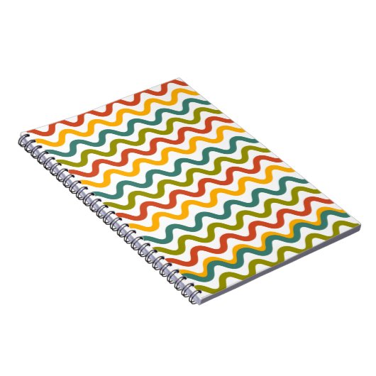 "Lebhafte Groovy Waves - Retro-Ästhetisches Notebo Notizblock (Rechte Seite)