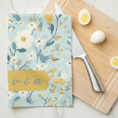 Lebhafte, grün-gelb-weiße Blume Geschirrtuch (Viertel Falte)