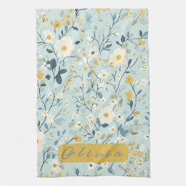 Lebhafte, grün-gelb-weiße Blume Geschirrtuch