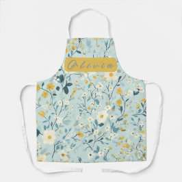 Lebhafte, grün-gelb-weiße Blume Schürze