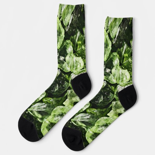 Lebhafte, grüne Kristallfelsen abstrakt cool Socken (Linkes Detail)