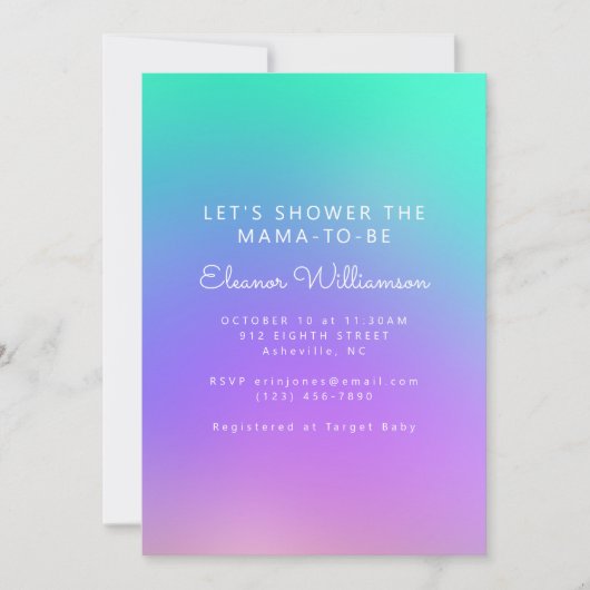 Lebhafte grüne Lila Abstrakte Dusche Einladung (Vorderseite)