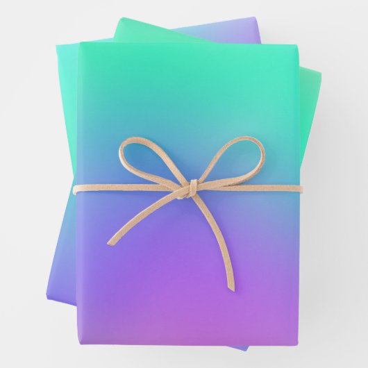 Lebhafte grüne Lila Abstrakte Einhornglätte  Geschenkpapier Set (Beispiel)