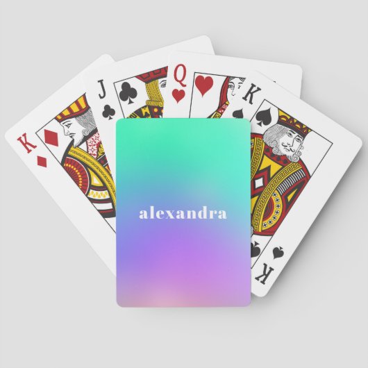 Lebhafte grüne Lila Abstrakte Einhornglätte Spielkarten (Rückseite)