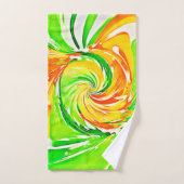 Lebhafte Grüne Orange Swirl Art Badhandtuch Set (Handtuch)