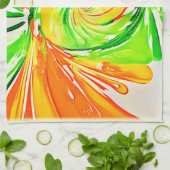 Lebhafte Grüne Orange Swirl Art Geschirrtuch (Gefaltet)