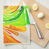 Lebhafte Grüne Orange Swirl Art Geschirrtuch (Viertel Falte)