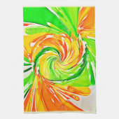 Lebhafte Grüne Orange Swirl Art Geschirrtuch (Vertikal)