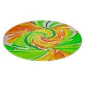 Lebhafte Grüne Orange Swirl Art Schneidebrett (Ecke)