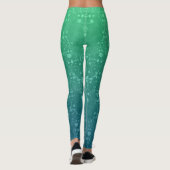Lebhafte grüne Türkis Damask Boho Style Leggings (Rückseite)