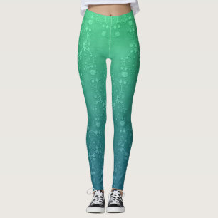 Lebhafte grüne Türkis Damask Boho Style Leggings