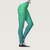 Lebhafte grüne Türkis Damask Boho Style Leggings (Rechts)