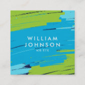 Lebhafte, grüne und blaue moderne, kühne Schlaganf Quadratische Visitenkarte (Vorderseite)