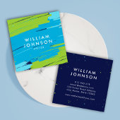 Lebhafte, grüne und blaue moderne, kühne Schlaganf Quadratische Visitenkarte