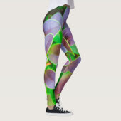 Lebhafte grüne und lila Blätter Leggings (Rechts)