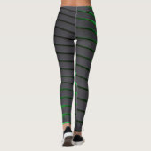 Lebhafte, grüne und schwarze Streifen Leggings (Rückseite)