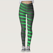 Lebhafte, grüne und schwarze Streifen Leggings (Vorderseite)