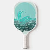 Lebhafte Grüntöne von Meereswellen und Sonnenunter Pickleball Schläger (Vorderseite)