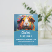 Lebhafte Guinea Pig Geburtstagsparty Einladungspostkarte (Stehend Vorderseite)