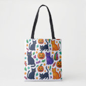 Lebhafte Halloween Cat & Pumpkin Pattern Tote Bag Tasche (Vorderseite)