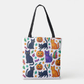 Lebhafte Halloween Cat & Pumpkin Pattern Tote Bag Tasche (Rückseite)