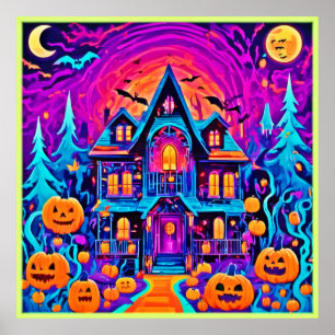 Lebhafte Halloween House Art Poster