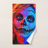 Lebhafte Halloween Makeup Art Badhandtuch Set (Handtuch)