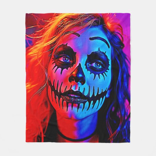 Lebhafte Halloween Makeup Art Fleecedecke (Vorderseite)