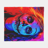 Lebhafte Halloween Makeup Art Fleecedecke (Vorderseite (Horizontal))