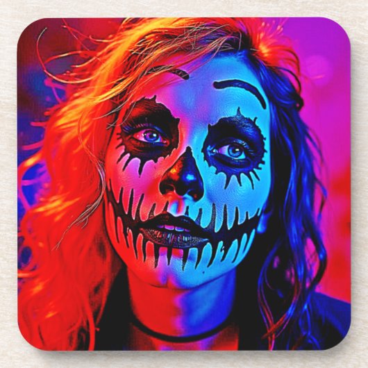 Lebhafte Halloween Makeup Art Getränkeuntersetzer (Vorderseite)