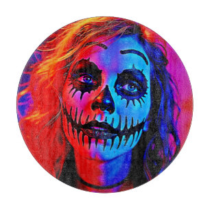 Lebhafte Halloween Makeup Art Schneidebrett