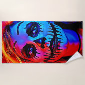 Lebhafte Halloween Makeup Art Strandtuch (Vorderseite)